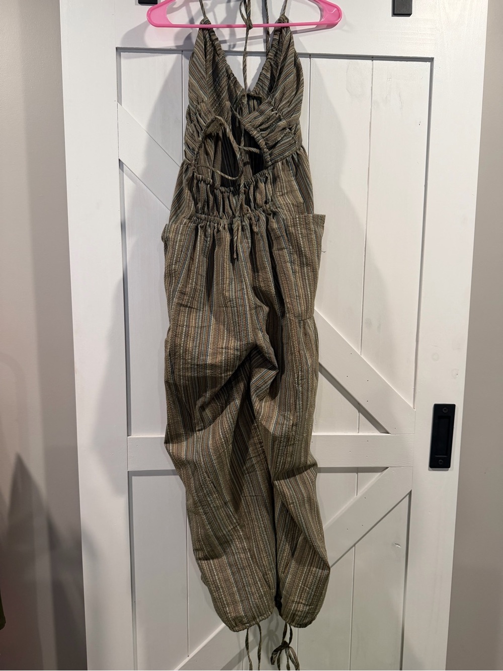 Cupshe Olive Striped Tie-Back Harem Jumpsuit - Picture 4 of 8